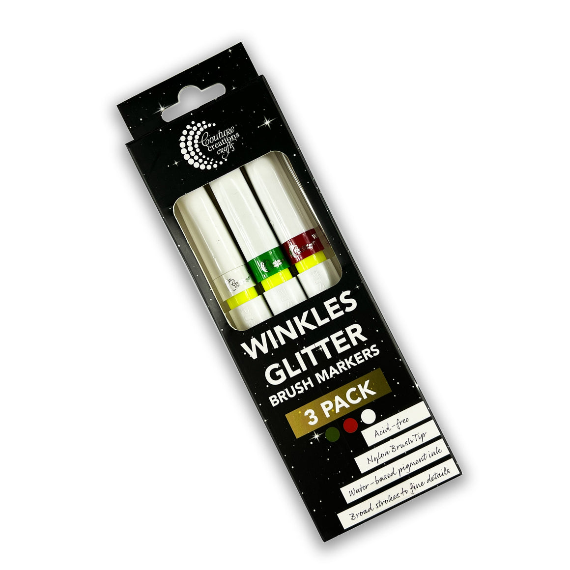 Winkles Glitter Brush Marker FESTIVE TRIO Pk3
